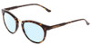 Profile View of Smith Optics Questa Designer Progressive Lens Blue Light Blocking Eyeglasses in Vintage Tortoise Havana Brown Gold Ladies Round Full Rim Acetate 50 mm