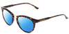 Profile View of Smith Optics Questa Designer Polarized Sunglasses with Custom Cut Blue Mirror Lenses in Vintage Tortoise Havana Brown Gold Ladies Round Full Rim Acetate 50 mm