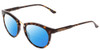 Profile View of Smith Optics Questa Designer Polarized Reading Sunglasses with Custom Cut Powered Blue Mirror Lenses in Vintage Tortoise Havana Brown Gold Ladies Round Full Rim Acetate 50 mm