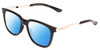 Profile View of Smith Optics Roam Designer Polarized Sunglasses with Custom Cut Blue Mirror Lenses in Gloss Black Silver Unisex Classic Full Rim Acetate 53 mm