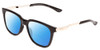 Profile View of Smith Optics Roam Designer Polarized Reading Sunglasses with Custom Cut Powered Blue Mirror Lenses in Gloss Black Silver Unisex Classic Full Rim Acetate 53 mm