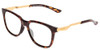 Profile View of Smith Optics Roam Designer Progressive Lens Blue Light Blocking Eyeglasses in Tortoise Havana Gold Unisex Classic Full Rim Acetate 53 mm with Blue Light Zone functionality illustration laid over the lens