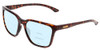 Profile View of Smith Optics Shoutout Designer Progressive Lens Blue Light Blocking Eyeglasses in Tortoise Havana Gold Unisex Retro Full Rim Acetate 57 mm with Blue Light Zone functionality illustration laid over the lens