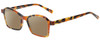 Profile View of Eyebobs Sparkler Designer Polarized Sunglasses with Custom Cut Amber Brown Lenses in Light Tortoise Havana Brown Gold Crystal Ladies Square Full Rim Acetate 49 mm
