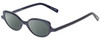 Profile View of Eyebobs Peep Show Designer Polarized Sunglasses with Custom Cut Smoke Grey Lenses in Deep Purple Blue Marble Ladies Cateye Full Rim Acetate 46 mm