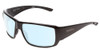 Profile View of Smith Optics Guides Choice Designer Blue Light Blocking Eyeglasses in Gloss Black Mens Wrap Full Rim Acetate 62 mm