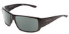 Profile View of Smith Optics Guides Choice Designer Polarized Reading Sunglasses with Custom Cut Powered Smoke Grey Lenses in Gloss Black Mens Wrap Full Rim Acetate 62 mm