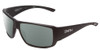 Profile View of Smith Optics Guides Choice Designer Polarized Sunglasses with Custom Cut Smoke Grey Lenses in Matte Black Mens Wrap Full Rim Acetate 62 mm