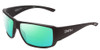 Profile View of Smith Optics Guides Choice Designer Polarized Reading Sunglasses with Custom Cut Powered Green Mirror Lenses in Matte Black Mens Wrap Full Rim Acetate 62 mm