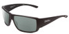 Profile View of Smith Optics Guides Choice Designer Polarized Reading Sunglasses with Custom Cut Powered Smoke Grey Lenses in Matte Black Mens Wrap Full Rim Acetate 62 mm