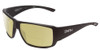 Profile View of Smith Optics Guides Choice Designer Polarized Reading Sunglasses with Custom Cut Powered Sun Flower Yellow Lenses in Matte Black Mens Wrap Full Rim Acetate 62 mm