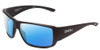 Profile View of Smith Optics Guides Choice Designer Polarized Reading Sunglasses with Custom Cut Powered Blue Mirror Lenses in Matte Black Mens Wrap Full Rim Acetate 62 mm