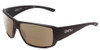 Profile View of Smith Optics Guides Choice Designer Polarized Reading Sunglasses with Custom Cut Powered Amber Brown Lenses in Matte Black Mens Wrap Full Rim Acetate 62 mm