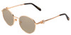 Profile View of Chopard VCHC52S-08FC Designer Polarized Sunglasses with Custom Cut Amber Brown Lenses in Polished Copper Gold Ladies Round Full Rim Metal 51 mm