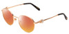 Profile View of Chopard VCHC52S-08FC Designer Polarized Sunglasses with Custom Cut Red Mirror Lenses in Polished Copper Gold Ladies Round Full Rim Metal 51 mm