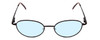 Front View of Reptile Gecko Designer Blue Light Blocking Glasses Matte Black Metal Oval 57 mm