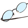 Close Up View of Reptile Iguana Designer Blue Light Blocking Glasses Gun Metal Silver Oval 57 mm