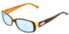 Profile View of Kate Spade Paxton/N/S Designer Progressive Lens Blue Light Blocking Eyeglasses in Tortoise Saffron Caramel Ladies Oval Full Rim Acetate 53 mm with Blue Light Zone functionality illustration laid over the lens