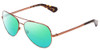 Profile View of Kate Spade Avaline2/S Designer Polarized Reading Sunglasses with Custom Cut Powered Green Mirror Lenses in Copper Havana Tortoise Ladies Aviator Full Rim Metal 58 mm