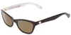 Profile View of Kate Spade Johneta/S Designer Polarized Sunglasses with Custom Cut Amber Brown Lenses in Black White Polka Dot Ladies Cateye Full Rim Acetate 51 mm