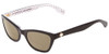 Profile View of Kate Spade Johneta/S Designer Polarized Reading Sunglasses with Custom Cut Powered Amber Brown Lenses in Black White Polka Dot Ladies Cateye Full Rim Acetate 51 mm