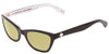 Profile View of Kate Spade Johneta/S Designer Polarized Reading Sunglasses with Custom Cut Powered Sun Flower Yellow Lenses in Black White Polka Dot Ladies Cateye Full Rim Acetate 51 mm