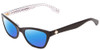 Profile View of Kate Spade Johneta/S Designer Polarized Reading Sunglasses with Custom Cut Powered Blue Mirror Lenses in Black White Polka Dot Ladies Cateye Full Rim Acetate 51 mm