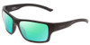 Profile View of Smith Optics Outback Designer Polarized Reading Sunglasses with Custom Cut Powered Green Mirror Lenses in Matte Black Unisex Square Full Rim Acetate 59 mm