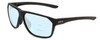 Profile View of Smith Optics Leadout Designer Progressive Lens Blue Light Blocking Eyeglasses in Matte Black Unisex Square Full Rim Acetate 63 mm with Blue Light Zone functionality illustration laid over the lens