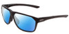 Profile View of Smith Optics Leadout Designer Polarized Reading Sunglasses with Custom Cut Powered Blue Mirror Lenses in Matte Black Unisex Square Full Rim Acetate 63 mm