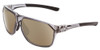 Profile View of Smith Optics Leadout Designer Polarized Sunglasses with Custom Cut Amber Brown Lenses in Cement Crystal Grey Unisex Square Full Rim Acetate 63 mm