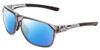 Profile View of Smith Optics Leadout Designer Polarized Sunglasses with Custom Cut Blue Mirror Lenses in Cement Crystal Grey Unisex Square Full Rim Acetate 63 mm