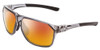 Profile View of Smith Optics Leadout Designer Polarized Sunglasses with Custom Cut Red Mirror Lenses in Cement Crystal Grey Unisex Square Full Rim Acetate 63 mm