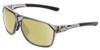 Profile View of Smith Optics Leadout Designer Polarized Reading Sunglasses with Custom Cut Powered Sun Flower Yellow Lenses in Cement Crystal Grey Unisex Square Full Rim Acetate 63 mm