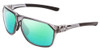 Profile View of Smith Optics Leadout Designer Polarized Reading Sunglasses with Custom Cut Powered Green Mirror Lenses in Cement Crystal Grey Unisex Square Full Rim Acetate 63 mm