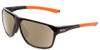 Profile View of Smith Optics Leadout Designer Polarized Sunglasses with Custom Cut Amber Brown Lenses in Matte Black Cinder Orange Unisex Square Full Rim Acetate 63 mm