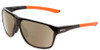 Profile View of Smith Optics Leadout Designer Polarized Reading Sunglasses with Custom Cut Powered Amber Brown Lenses in Matte Black Cinder Orange Unisex Square Full Rim Acetate 63 mm