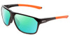 Profile View of Smith Optics Leadout Designer Polarized Reading Sunglasses with Custom Cut Powered Green Mirror Lenses in Matte Black Cinder Orange Unisex Square Full Rim Acetate 63 mm