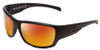 Profile View of Smith Optics Frontman Designer Polarized Sunglasses with Custom Cut Red Mirror Lenses in Black Unisex Wrap Full Rim Acetate 42 mm