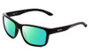 Profile View of Smith Optics Basecamp Designer Polarized Reading Sunglasses with Custom Cut Powered Green Mirror Lenses in Gloss Black Unisex Square Full Rim Acetate 58 mm