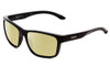 Profile View of Smith Optics Basecamp Designer Polarized Reading Sunglasses with Custom Cut Powered Sun Flower Yellow Lenses in Gloss Black Unisex Square Full Rim Acetate 58 mm