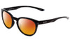 Profile View of Smith Optics Eastbank Designer Polarized Sunglasses with Custom Cut Red Mirror Lenses in Black Ice Tortoise Marble Unisex Round Full Rim Acetate 52 mm