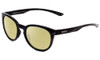 Profile View of Smith Optics Eastbank Designer Polarized Reading Sunglasses with Custom Cut Powered Sun Flower Yellow Lenses in Black Ice Tortoise Marble Unisex Round Full Rim Acetate 52 mm