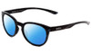 Profile View of Smith Optics Eastbank Designer Polarized Reading Sunglasses with Custom Cut Powered Blue Mirror Lenses in Black Ice Tortoise Marble Unisex Round Full Rim Acetate 52 mm
