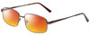 Profile View of Jubilee J5812 Designer Polarized Sunglasses with Custom Cut Red Mirror Lenses in Dark Brown Mens Rectangle Full Rim Metal 59 mm