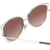Close Up View of Coach Ladies Cateye Full Rim Sunglasses in Brown Metal Frame & Brown Lens 55mm