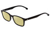 Profile View of Carrera 2021T Designer Polarized Reading Sunglasses with Custom Cut Powered Sun Flower Yellow Lenses in Black Unisex Classic Full Rim Acetate 50 mm