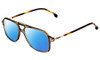 Profile View of Carrera 239-4C3 Designer Polarized Sunglasses with Custom Cut Blue Mirror Lenses in Olive Green Crystal Unisex Aviator Full Rim Acetate 54 mm