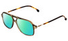 Profile View of Carrera 239-4C3 Designer Polarized Reading Sunglasses with Custom Cut Powered Green Mirror Lenses in Olive Green Crystal Unisex Aviator Full Rim Acetate 54 mm