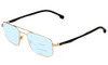 Profile View of Carrera 8845-A0Z Designer Progressive Lens Blue Light Blocking Eyeglasses in Matte Gold Carbon Fiber Unisex Aviator Full Rim Metal 53 mm with Blue Light Zone functionality illustration laid over the lens